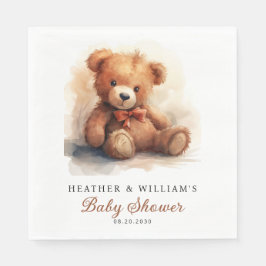 Neutral Teddy Bear Baby Shower  Serviette