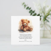 Neutral Teddy Bear Baby Shower Thank You Dankeskarte (Stehend Vorderseite)