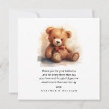 Neutral Teddy Bear Baby Shower Thank You
