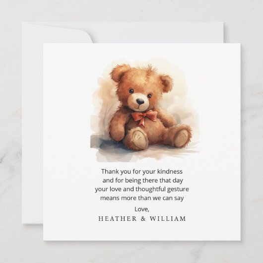 Neutral Teddy Bear Baby Shower Thank You Dankeskarte (Vorderseite)