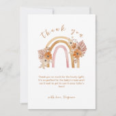 Neutral Terracotta Boho Rainbow Floral Baby Shower Dankeskarte (Vorderseite)