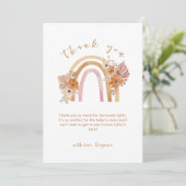 Neutral Terracotta Boho Rainbow Floral Baby Shower Dankeskarte (Stehend Vorderseite)
