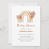 Neutral Terracotta Boho Rainbow Floral Baby Shower Einladung (Vorderseite)