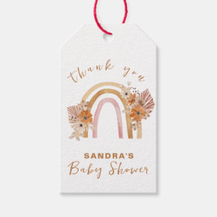 Neutral Terracotta Boho Rainbow Floral Baby Shower Geschenkanhänger