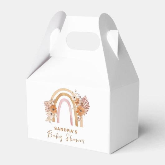 Neutral Terracotta Boho Rainbow Floral Baby Shower Geschenkschachtel (Vorderseite)