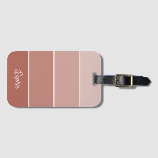 Neutral Terracotta | Ombre Stripes with Script Gepäckanhänger (Vorderseite (Horizontal))