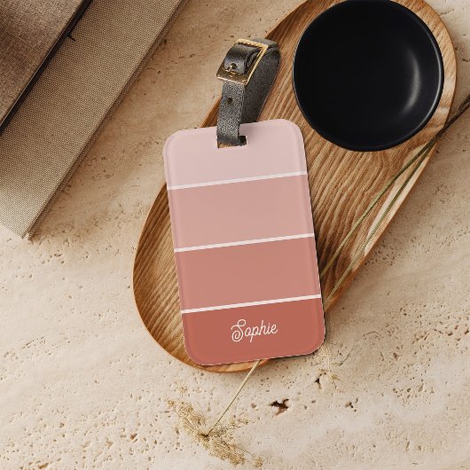Neutral Terracotta | Ombre Stripes with Script Gepäckanhänger