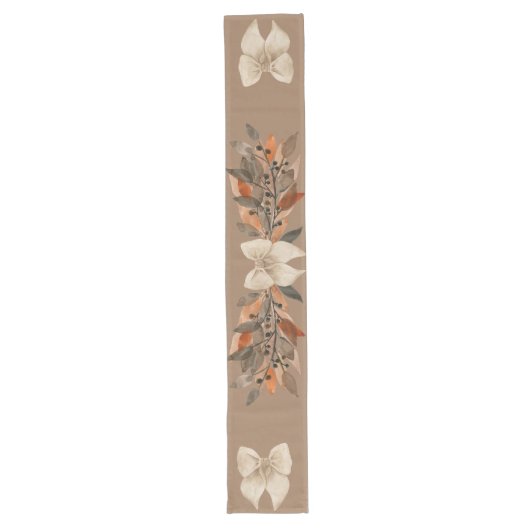 Neutral “Thanksgiving Taupe Leaves” Table Runner Großer Tischläufer (Vorderseite)