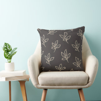 Neutral Throw Pillow | Modern Leaf Cushion Kissen