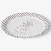 Neutral Toile Babydusche Pappteller (Schrägansicht)