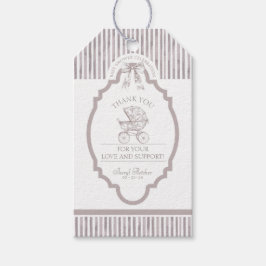 Neutral Toile De Jouy Baby Duwer Gefallen Tag Geschenkanhänger