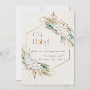 Neutral Tone Boho Gender Reveal Dusche Einladung