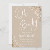 Neutral Tone Boho Pampas Gender Reveal Einladung (Vorderseite)