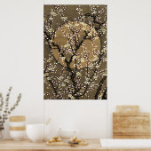 Neutral Tone Full Moon Cherry Blossom Design Art Poster (Küche)