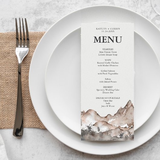 Neutral Tone Mountain Menu Card Programm