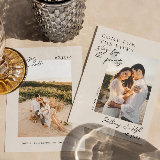 Neutral Tone Witty Foto Save the Date Einladung