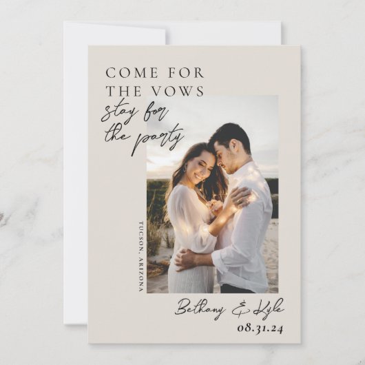 Neutral Tone Witty Foto Save the Date Einladung (Vorderseite)