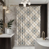 Neutral Toned Curtain Modern Geometric Statement Duschvorhang