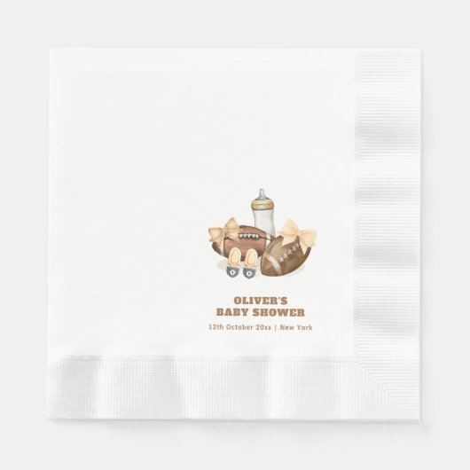 Neutral Touchdown Football Boy Baby Shower Serviette (Vorderseite)