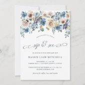 Neutral und blau | Sip and See Einladung (Vorderseite)