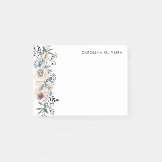 Neutral und von Hand gezogene Flora Post-it Klebezettel (Vorderseite)