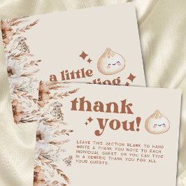 Neutral Wasserfarbe Kleine Dumpling Floral Flat Dankeskarte