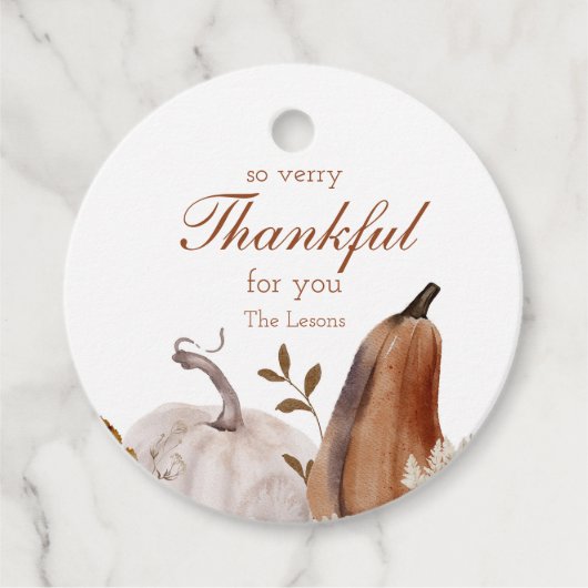 Neutral-Wasserfarbenkürbis-Fallen-Sticker Geschenkanhänger (Vorderseite)