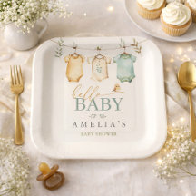 Neutral Watercolor Baby Clothesline Baby Shower