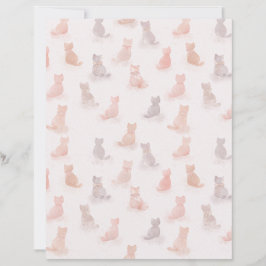 Neutral Watercolor Cat Pattern Paper Sheet