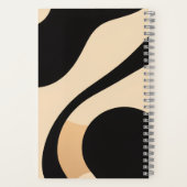 Neutral Wave Pattern Notebook in Beige and Black Notizblock (Rückseite)