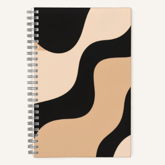 Neutral Wave Pattern Notebook in Beige and Black Notizblock