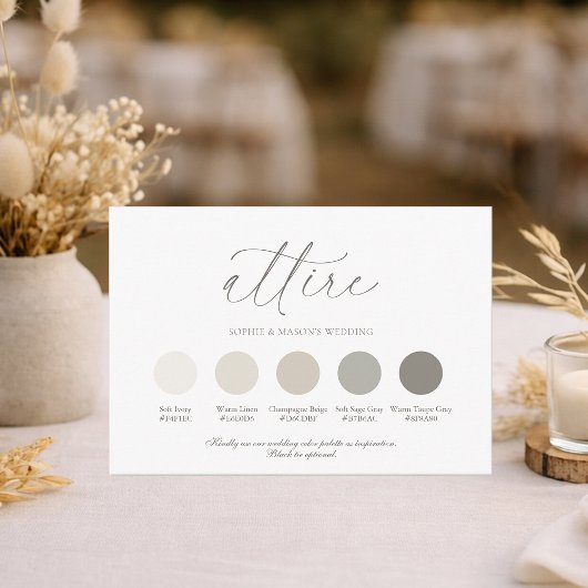 Neutral Wedding Attire Color Palette Card Einladung