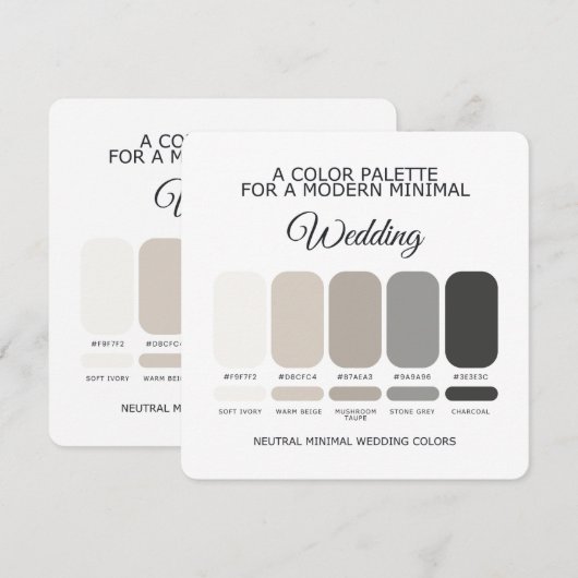 Neutral Wedding Color Palette Card Einladung (Vorne/Hinten)