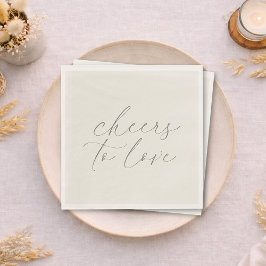 Neutral Wedding Napkins “Cheers to Love” Serviette