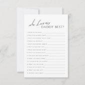 Neutral wer Daddy Baby Shower Game Card kennt Einladung (Vorderseite)