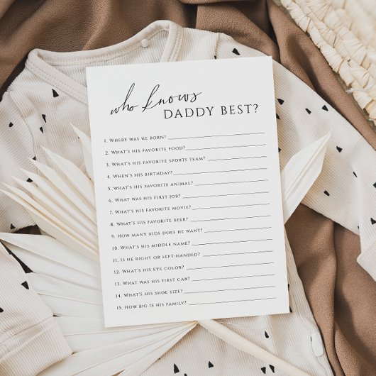 Neutral wer Daddy Baby Shower Game Card kennt Einladung