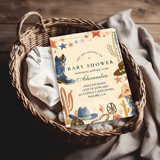 Neutral Western Cowboy Baby Shower Einladung