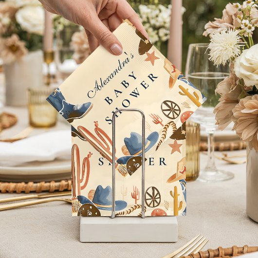 Neutral Western Cowboy Baby Shower Serviette