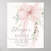 Neutral Whimsical Bow Diaper raffle Baby shower Poster (Vorne)