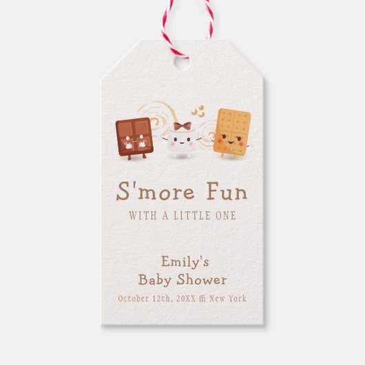 Neutral Whimsical S'more Fun Baby Shower Geschenkanhänger (Vorderseite)