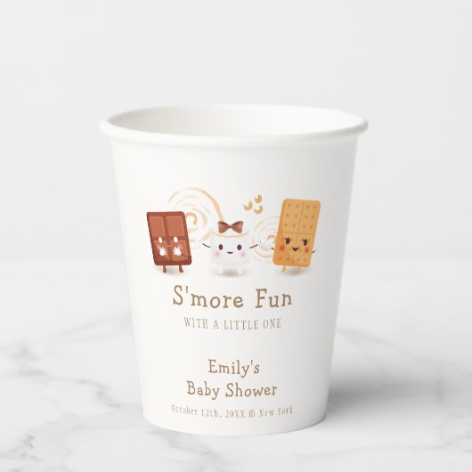 Neutral Whimsical S'more Fun Baby Shower Pappbecher (Vorderseite)
