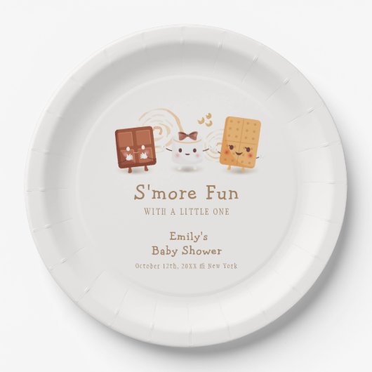 Neutral Whimsical S'more Fun Baby Shower Pappteller (Vorderseite)