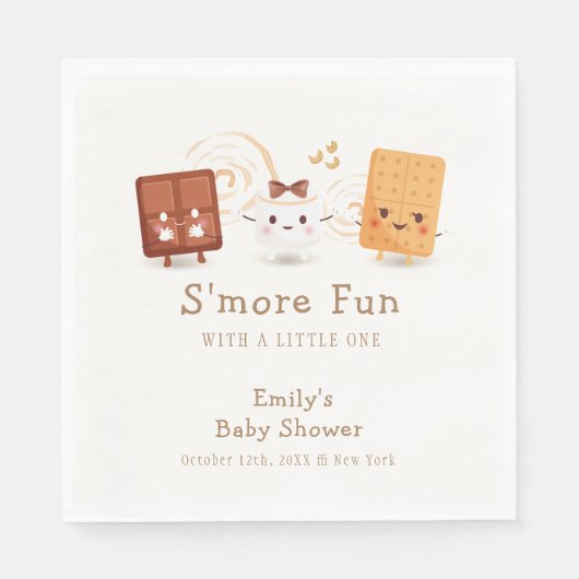 Neutral Whimsical S'more Fun Baby Shower Serviette (Vorderseite)