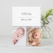 Neutral White 2 Foto Baby Ankündigung (Stehend Vorderseite)
