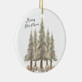 Neutral White Christmas Trees Cream Holiday Keramik Ornament (Rechts)
