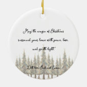 Neutral White Christmas Trees Cream Holiday Keramik Ornament (Hinten)