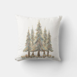Neutral White Christmas Trees Cream Holiday Kissen