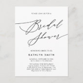 Neutral White Elegant Script Modernes Brautparty Einladungspostkarte (Vorderseite)
