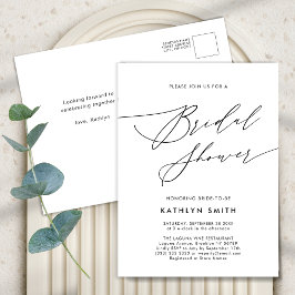 Neutral White Elegant Script Modernes Brautparty Einladungspostkarte