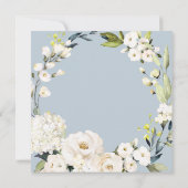 Neutral White Floral Dusty Blue Square Wedding Einladung (Rückseite)